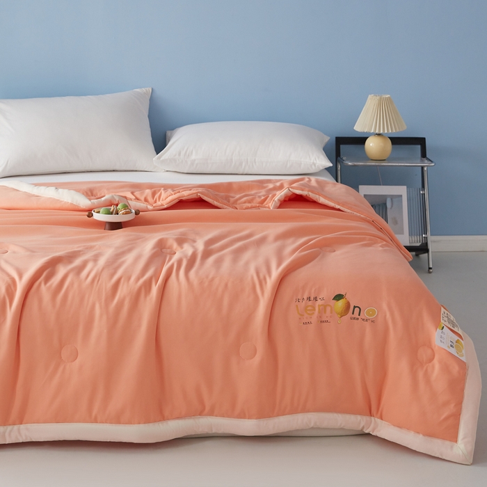 91家纺网 家纺一手货源 找家纺 帕芬鸟家纺 2026新款柠檬大豆夏被 柠檬-橙