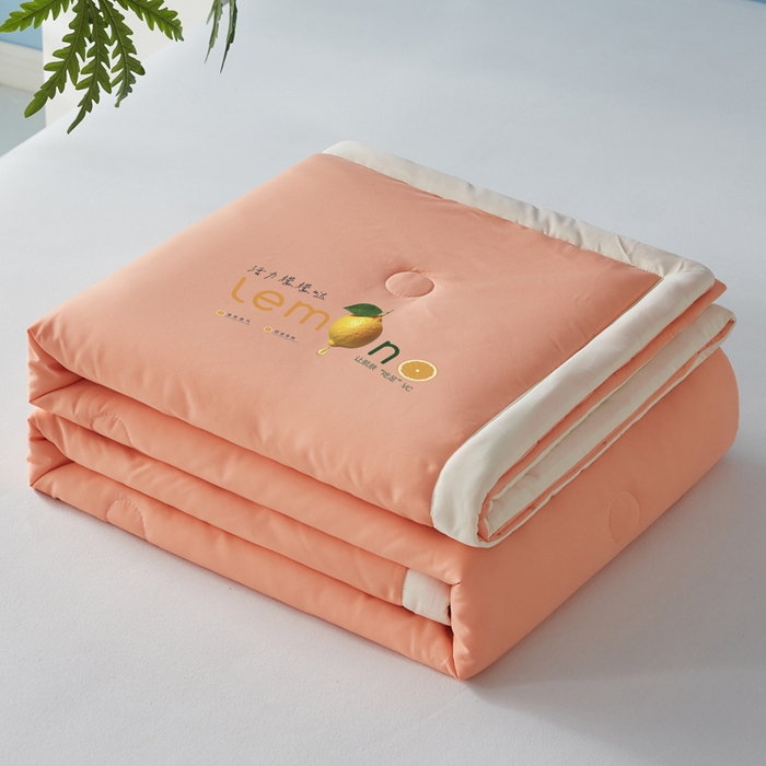 91家纺网 家纺一手货源 找家纺 帕芬鸟家纺 2026新款柠檬大豆夏被 柠檬-橙