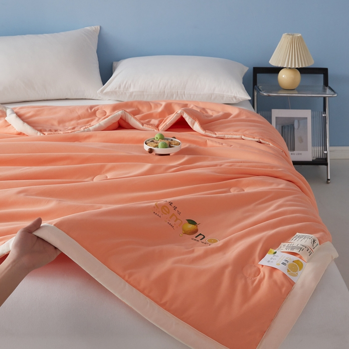 91家纺网 家纺一手货源 找家纺 帕芬鸟家纺 2026新款柠檬大豆夏被 柠檬-橙