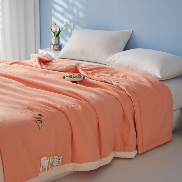 91家纺网 家纺一手货源 找家纺 帕芬鸟家纺 2026新款柠檬大豆夏被 柠檬-橙