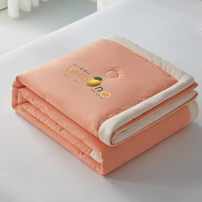 91家纺网 家纺一手货源 找家纺 帕芬鸟家纺 2026新款柠檬大豆夏被 柠檬-橙