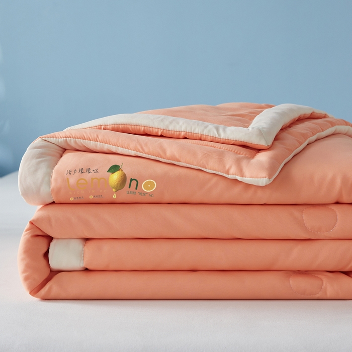 91家纺网 家纺一手货源 找家纺 帕芬鸟家纺 2026新款柠檬大豆夏被 柠檬-橙