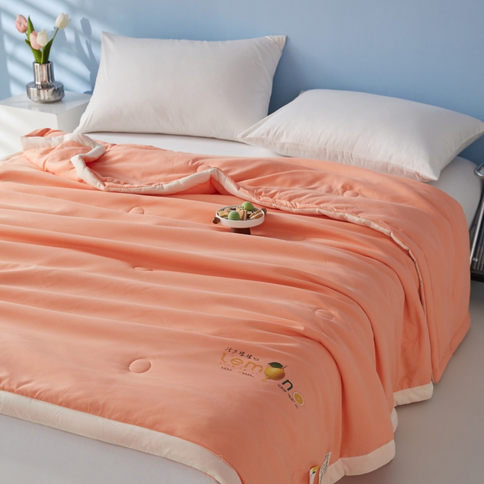 91家纺网 家纺一手货源 找家纺 帕芬鸟家纺 2026新款柠檬大豆夏被 柠檬-橙