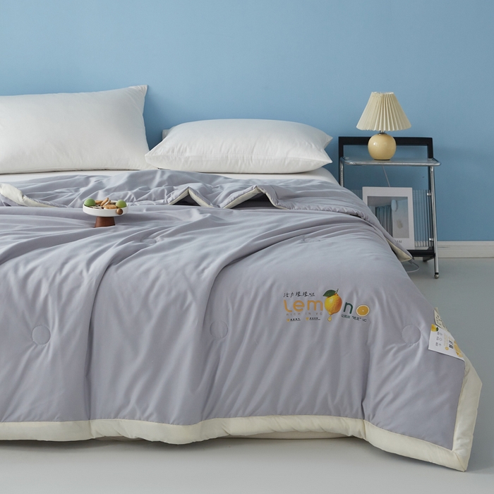 91家纺网 家纺一手货源 找家纺 帕芬鸟家纺 2026新款柠檬大豆夏被 柠檬-灰