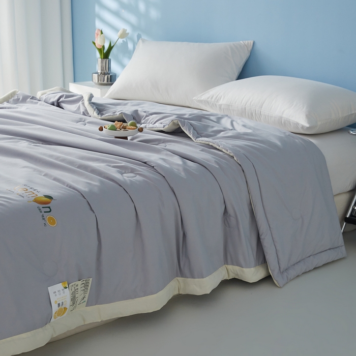 91家纺网 家纺一手货源 找家纺 帕芬鸟家纺 2026新款柠檬大豆夏被 柠檬-灰