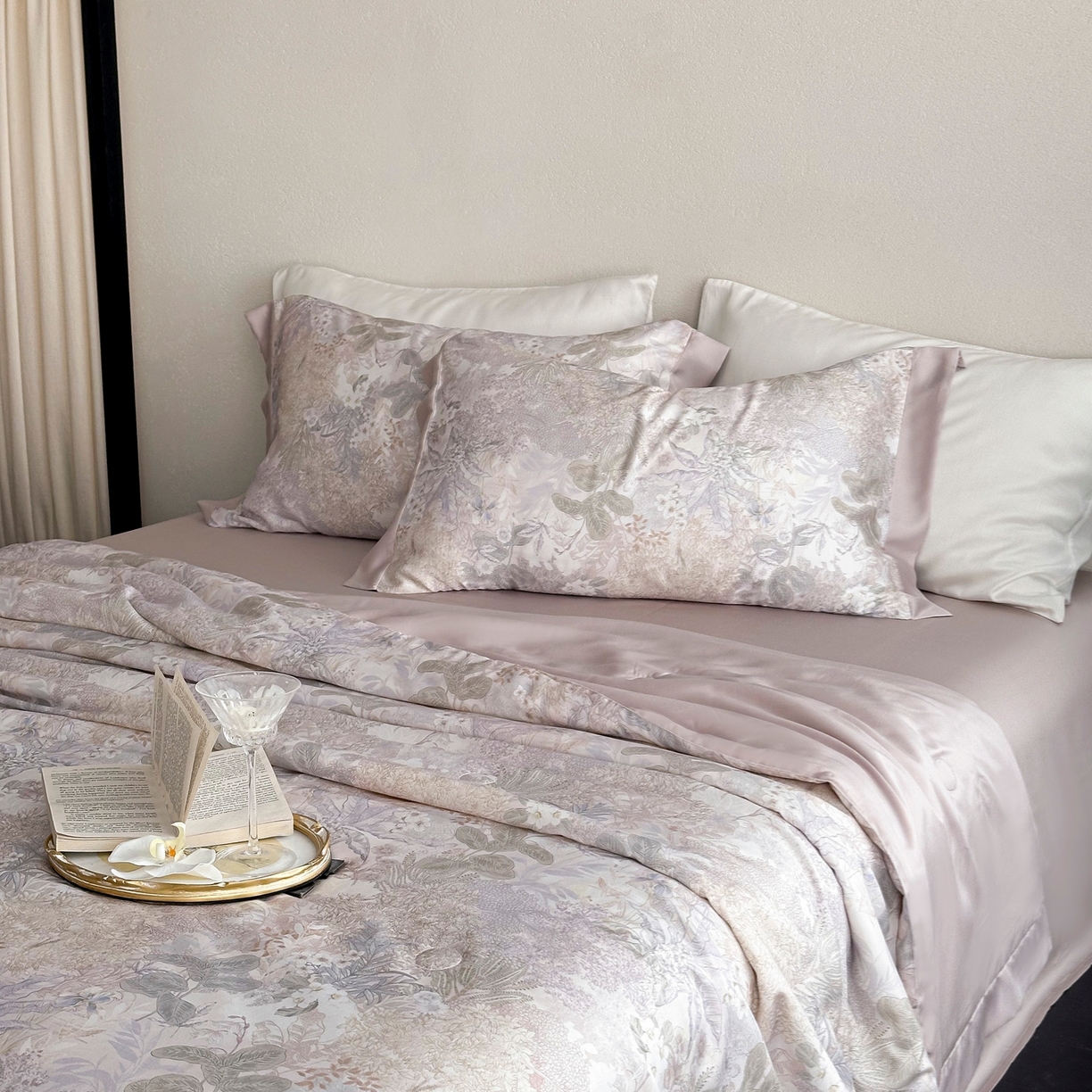 黛舒家居 2026年春夏款80S天丝夏被夏被四件套 花漾浅梦