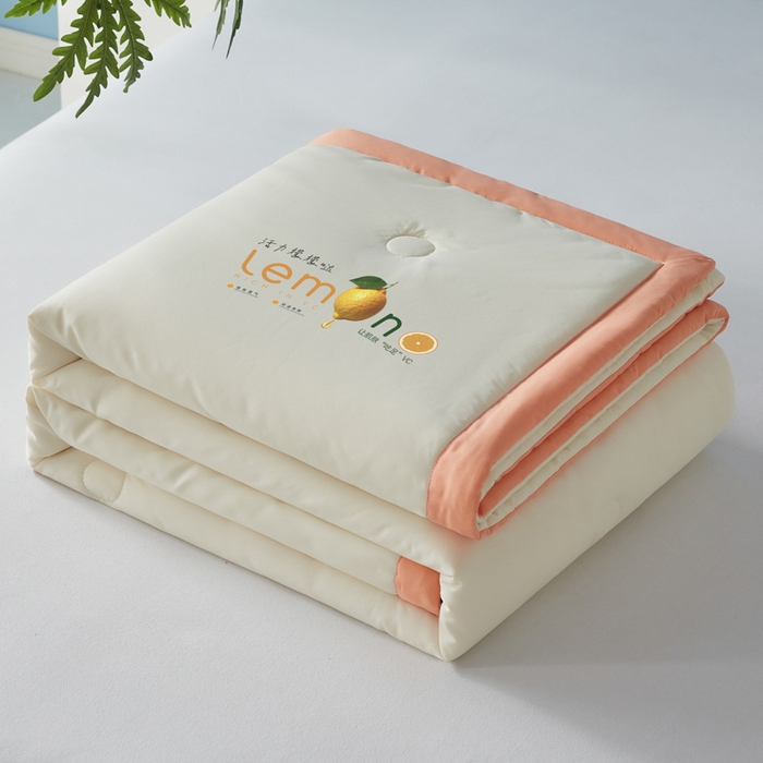 91家纺网 家纺一手货源 找家纺 帕芬鸟家纺 2026新款柠檬大豆夏被 柠檬-米黄