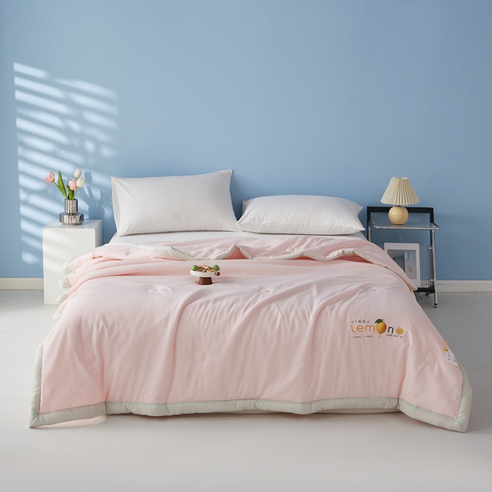 帕芬鸟家纺 2026新款柠檬大豆夏被 柠檬-香妃粉
