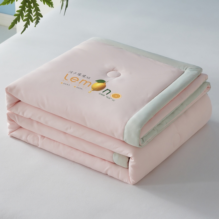 91家纺网 家纺一手货源 找家纺 帕芬鸟家纺 2026新款柠檬大豆夏被 柠檬-香妃粉