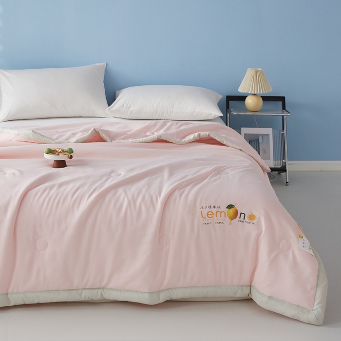 91家纺网 家纺一手货源 找家纺 帕芬鸟家纺 2026新款柠檬大豆夏被 柠檬-香妃粉