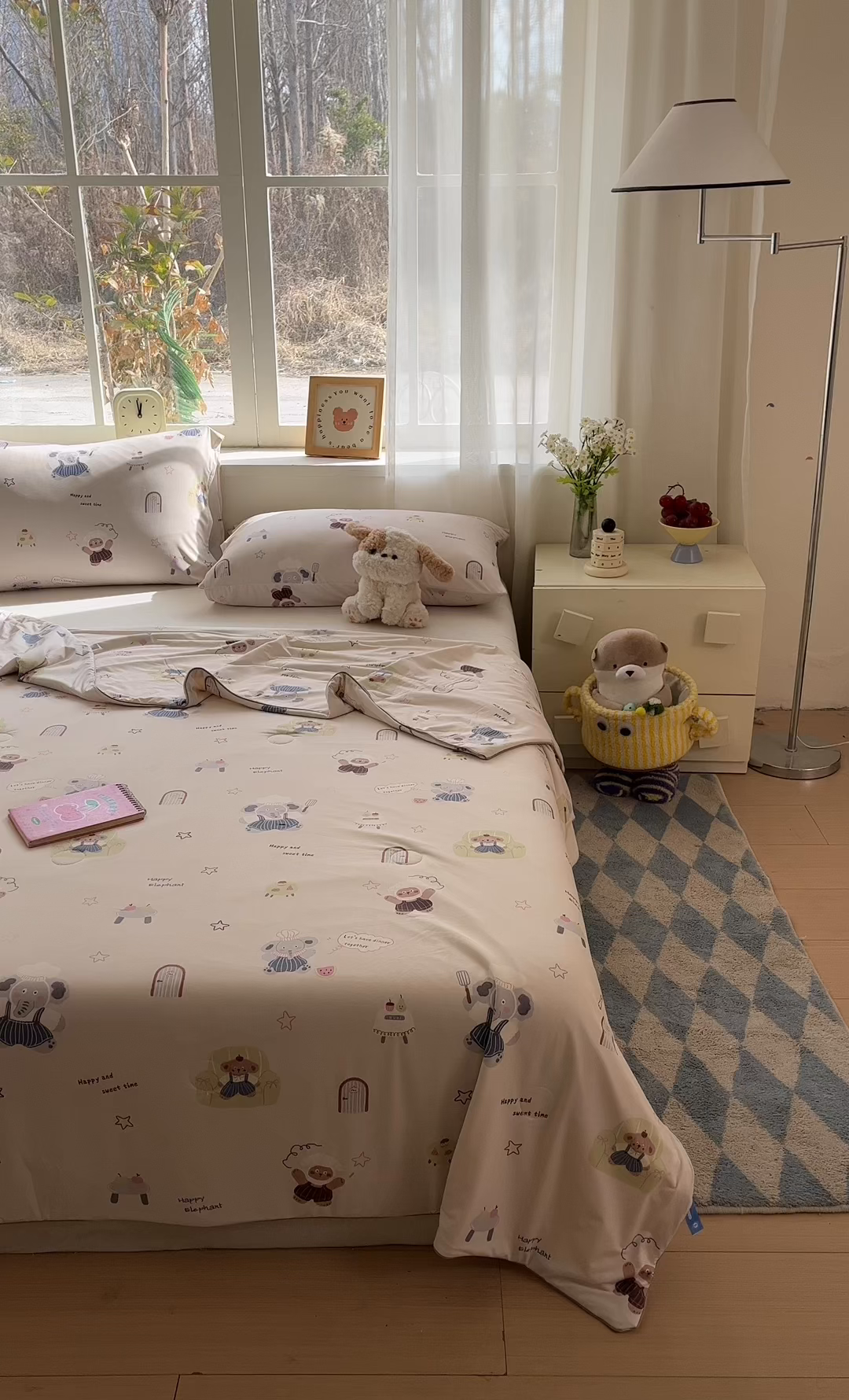 91家纺网 家纺一手货源 找家纺 大彩家居 2026新款韩版卡通治愈系凉感空调被 小象米其林