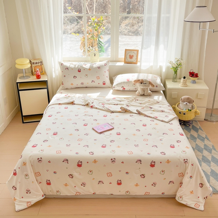 大彩家居 2026新款韩版卡通治愈系凉感空调被 樱桃兔耳朵