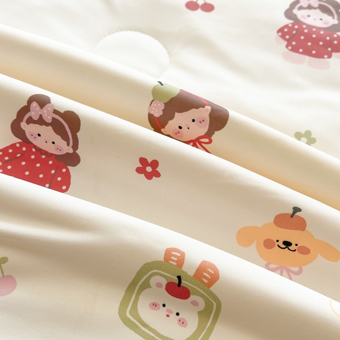 91家纺网 家纺一手货源 找家纺 大彩家居 2026新款韩版卡通治愈系凉感空调被 樱桃兔耳朵