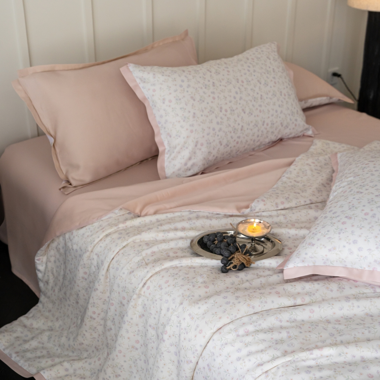 91家纺网 家纺一手货源 找家纺 黛舒家居 2026年春夏款50S天丝夏被四件套 茶汐梦