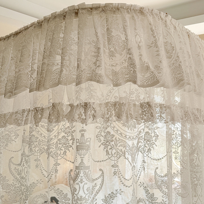 91家纺网 家纺一手货源 找家纺 都市缘蚊帐 2026新款浪漫303新款欧式蕾丝轨道蚊帐 挪威森林-奶油白