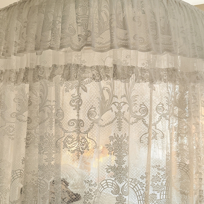 91家纺网 家纺一手货源 找家纺 都市缘蚊帐 2026新款浪漫303新款欧式蕾丝轨道蚊帐 芬德拉-奶油白