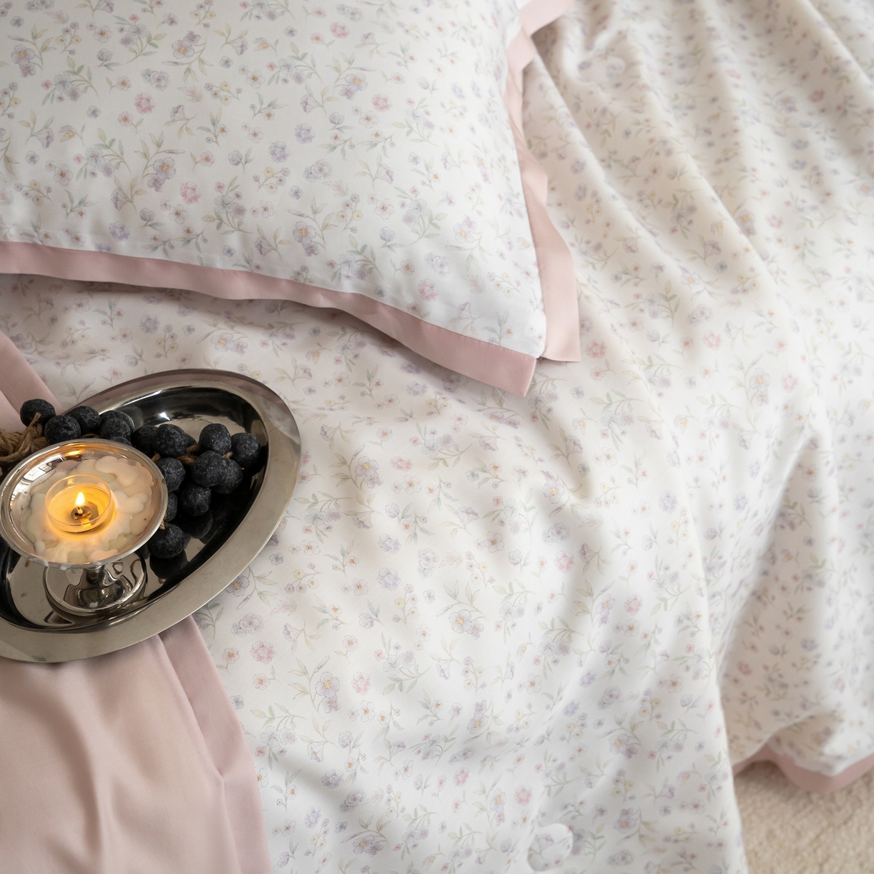 91家纺网 家纺一手货源 找家纺 黛舒家居 2026年春夏款50S天丝夏被四件套 茶汐梦