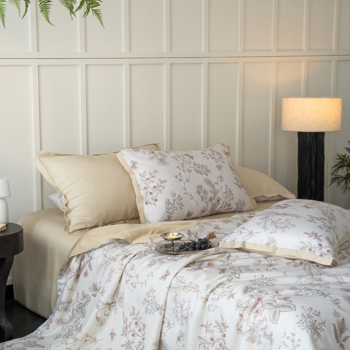 91家纺网 家纺一手货源 找家纺 黛舒家居 2026年春夏款50S天丝夏被四件套 椿樱时