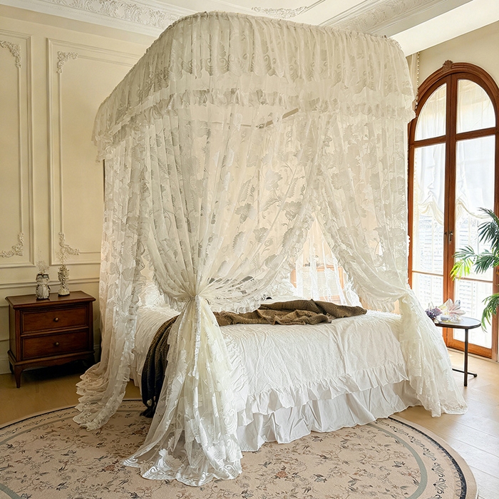 91家纺网 家纺一手货源 找家纺 都市缘蚊帐 2026新款浪漫303新款欧式蕾丝轨道蚊帐 风铃颂