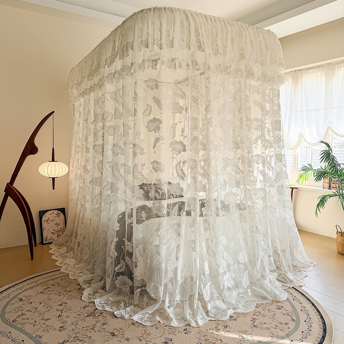 91家纺网 家纺一手货源 找家纺 都市缘蚊帐 2026新款浪漫303新款欧式蕾丝轨道蚊帐 风铃颂