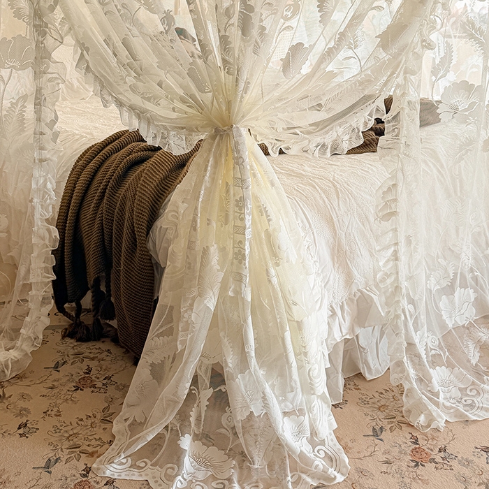 91家纺网 家纺一手货源 找家纺 都市缘蚊帐 2026新款浪漫303新款欧式蕾丝轨道蚊帐 风铃颂