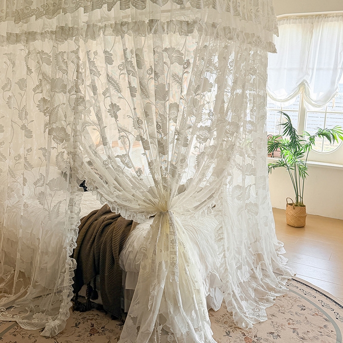 91家纺网 家纺一手货源 找家纺 都市缘蚊帐 2026新款浪漫303新款欧式蕾丝轨道蚊帐 风铃颂