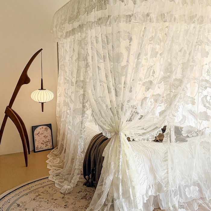 91家纺网 家纺一手货源 找家纺 都市缘蚊帐 2026新款浪漫303新款欧式蕾丝轨道蚊帐 风铃颂