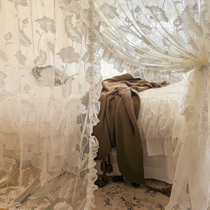 91家纺网 家纺一手货源 找家纺 都市缘蚊帐 2026新款浪漫303新款欧式蕾丝轨道蚊帐 风铃颂
