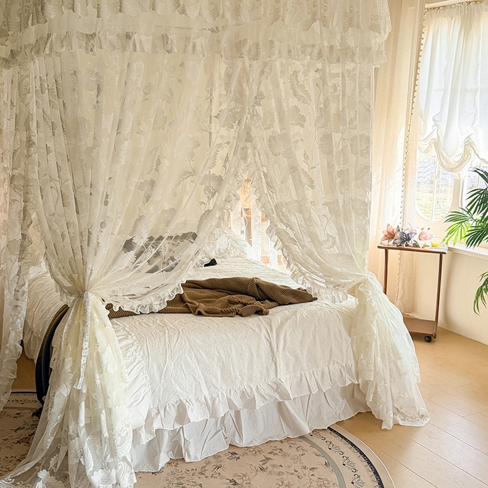 91家纺网 家纺一手货源 找家纺 都市缘蚊帐 2026新款浪漫303新款欧式蕾丝轨道蚊帐 风铃颂