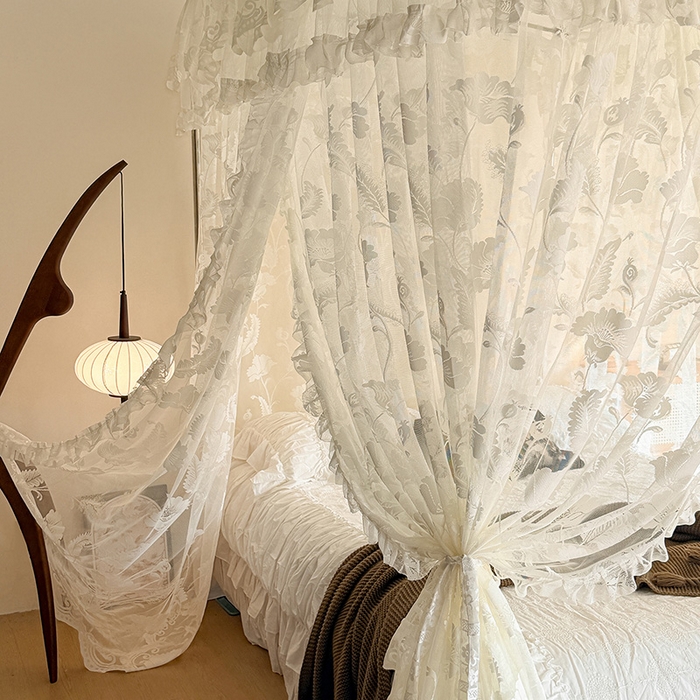91家纺网 家纺一手货源 找家纺 都市缘蚊帐 2026新款浪漫303新款欧式蕾丝轨道蚊帐 风铃颂