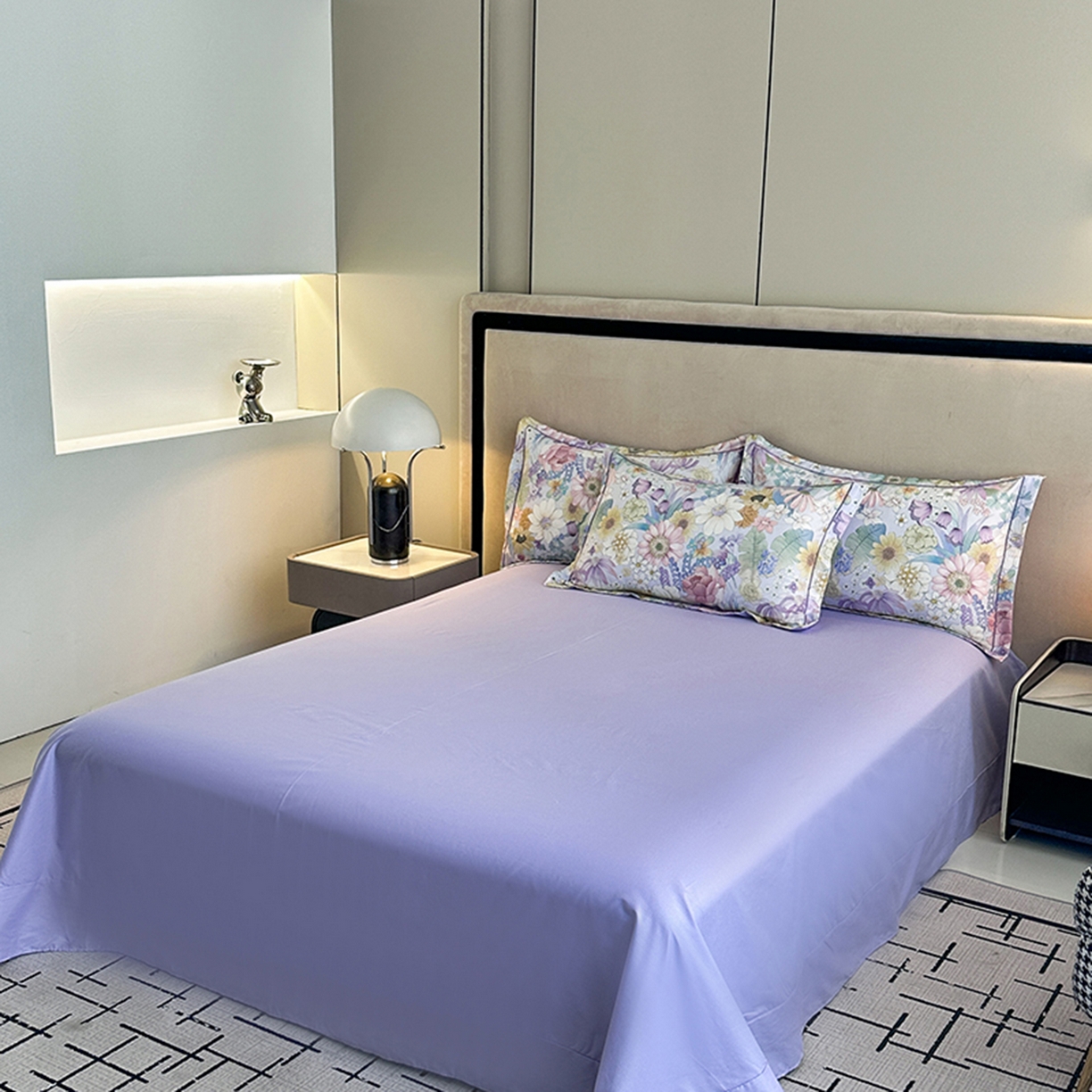 91家纺网 家纺一手货源 找家纺 眷恋家纺 2026新款全棉春夏铂金棉13376数码印花四件套 普罗旺斯-紫