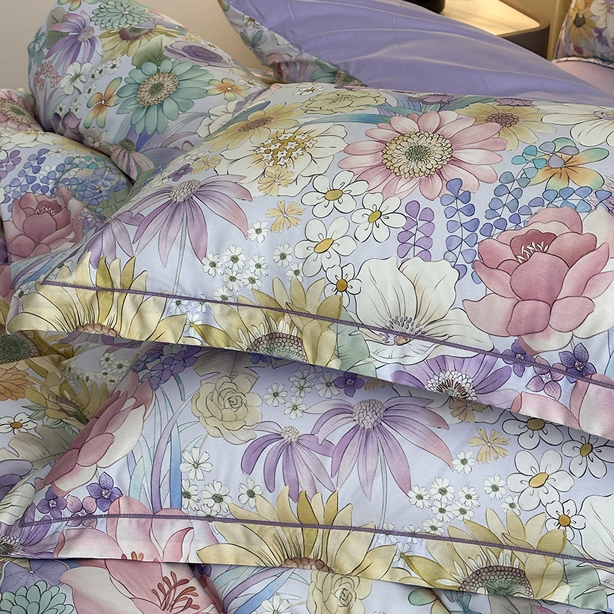 91家纺网 家纺一手货源 找家纺 眷恋家纺 2026新款全棉春夏铂金棉13376数码印花四件套 普罗旺斯-紫