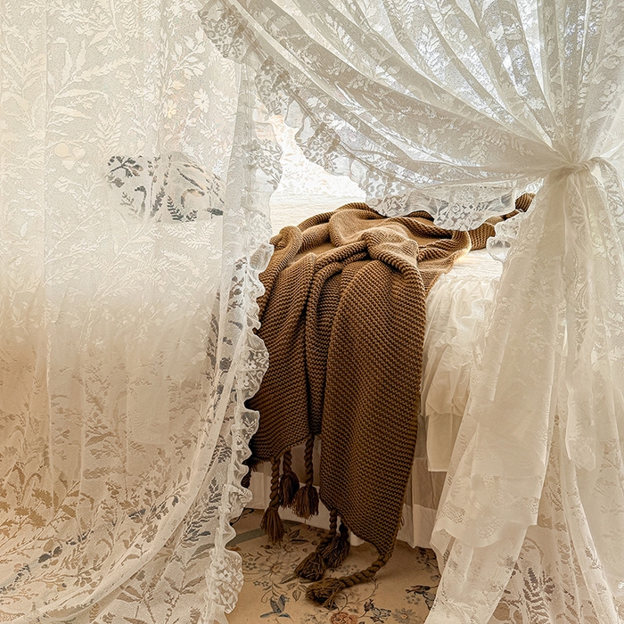 91家纺网 家纺一手货源 找家纺 都市缘蚊帐 2026新款浪漫303新款欧式蕾丝轨道蚊帐 盛夏-奶油白