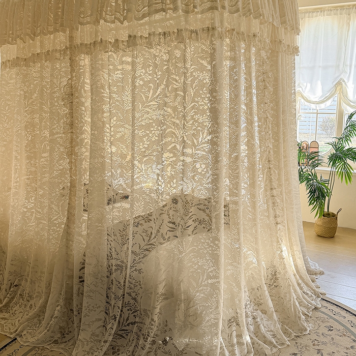 91家纺网 家纺一手货源 找家纺 都市缘蚊帐 2026新款浪漫303新款欧式蕾丝轨道蚊帐 盛夏-奶油杏