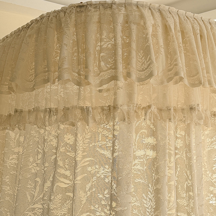 91家纺网 家纺一手货源 找家纺 都市缘蚊帐 2026新款浪漫303新款欧式蕾丝轨道蚊帐 盛夏-奶油杏