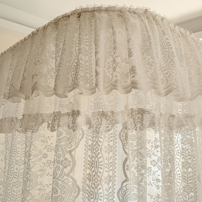 91家纺网 家纺一手货源 找家纺 都市缘蚊帐 2026新款浪漫303新款欧式蕾丝轨道蚊帐 苏格兰-奶油白