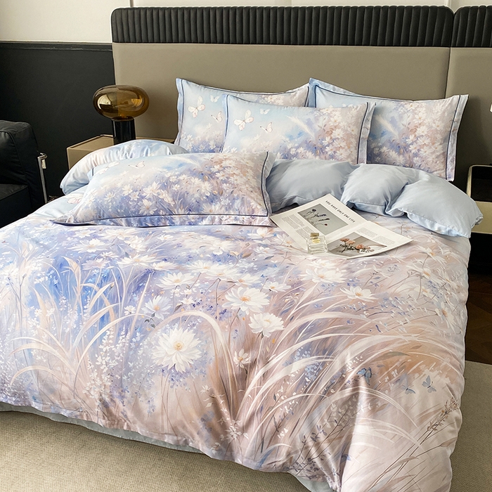 91家纺网 家纺一手货源 找家纺 眷恋家纺 2026新款全棉春夏铂金棉13376数码印花四件套 秋天童话-兰