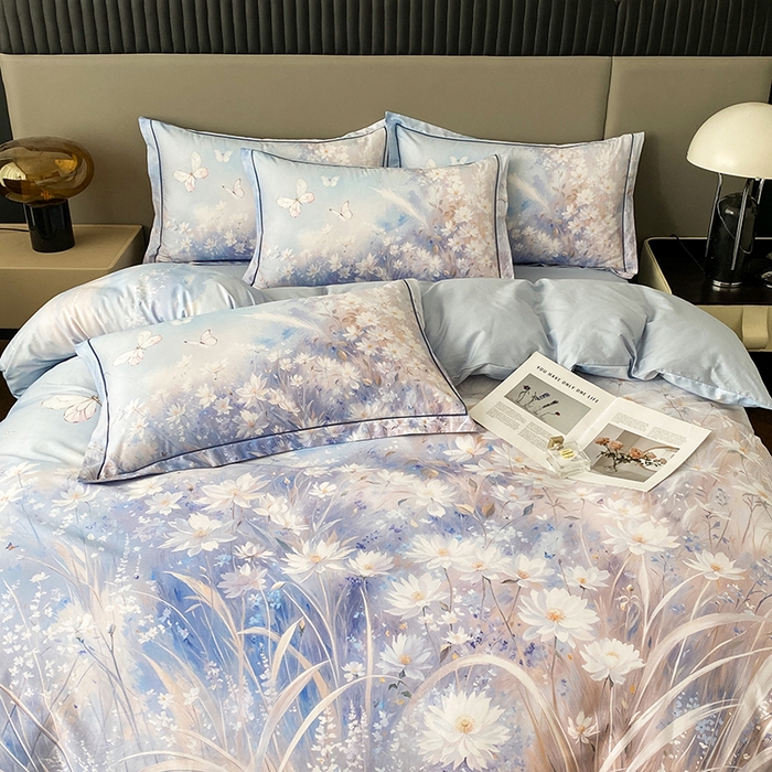 91家纺网 家纺一手货源 找家纺 眷恋家纺 2026新款全棉春夏铂金棉13376数码印花四件套 秋天童话-兰