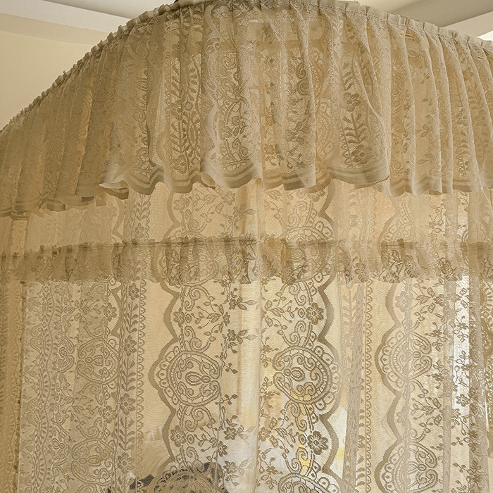 91家纺网 家纺一手货源 找家纺 都市缘蚊帐 2026新款浪漫303新款欧式蕾丝轨道蚊帐 苏格兰-奶油杏