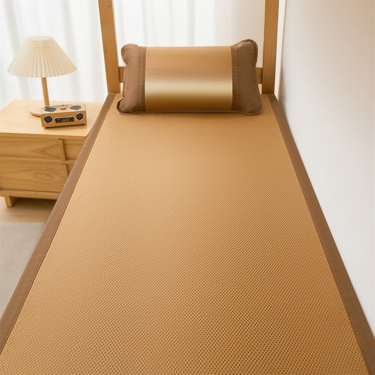 91家纺网 家纺一手货源 找家纺 绒艺席业 2026新款A类双面冰藤学生凉席-光板 光板咖