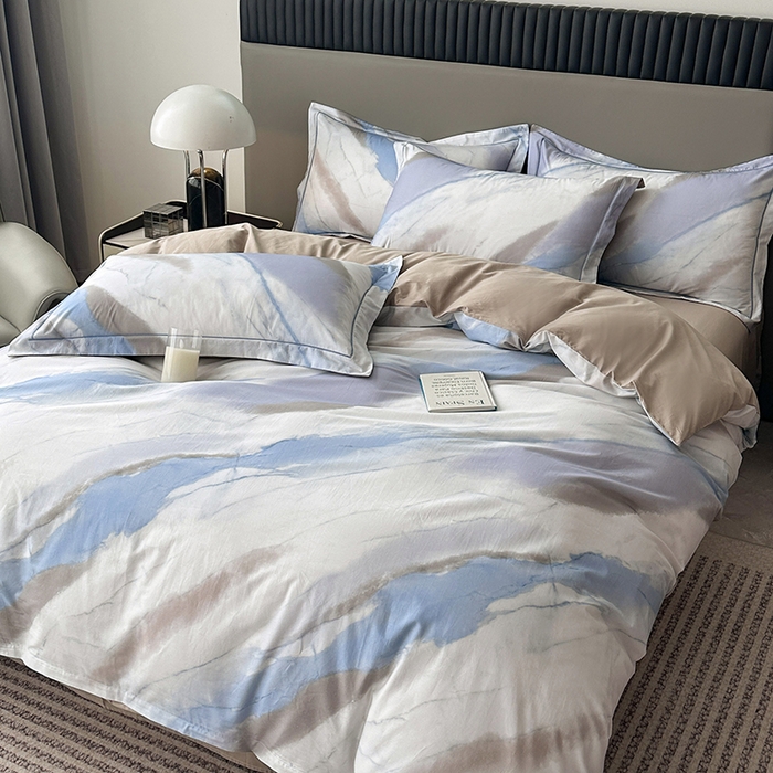 91家纺网 家纺一手货源 找家纺 眷恋家纺 2026新款全棉春夏铂金棉13376数码印花四件套 时光笔墨-兰