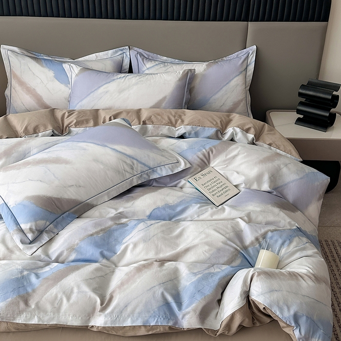 91家纺网 家纺一手货源 找家纺 眷恋家纺 2026新款全棉春夏铂金棉13376数码印花四件套 时光笔墨-兰