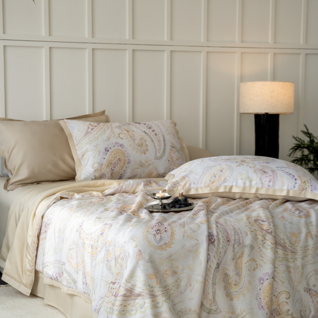 91家纺网 家纺一手货源 找家纺 黛舒家居 2026年春夏款50S天丝夏被四件套 花枝棠