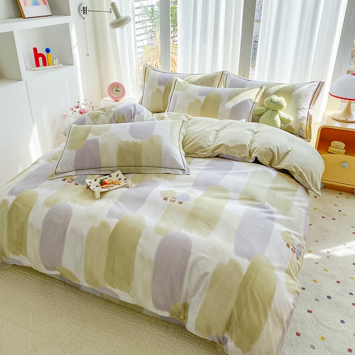 91家纺网 家纺一手货源 找家纺 眷恋家纺 2026新款全棉春夏铂金棉13376数码印花四件套 水漫声-绿