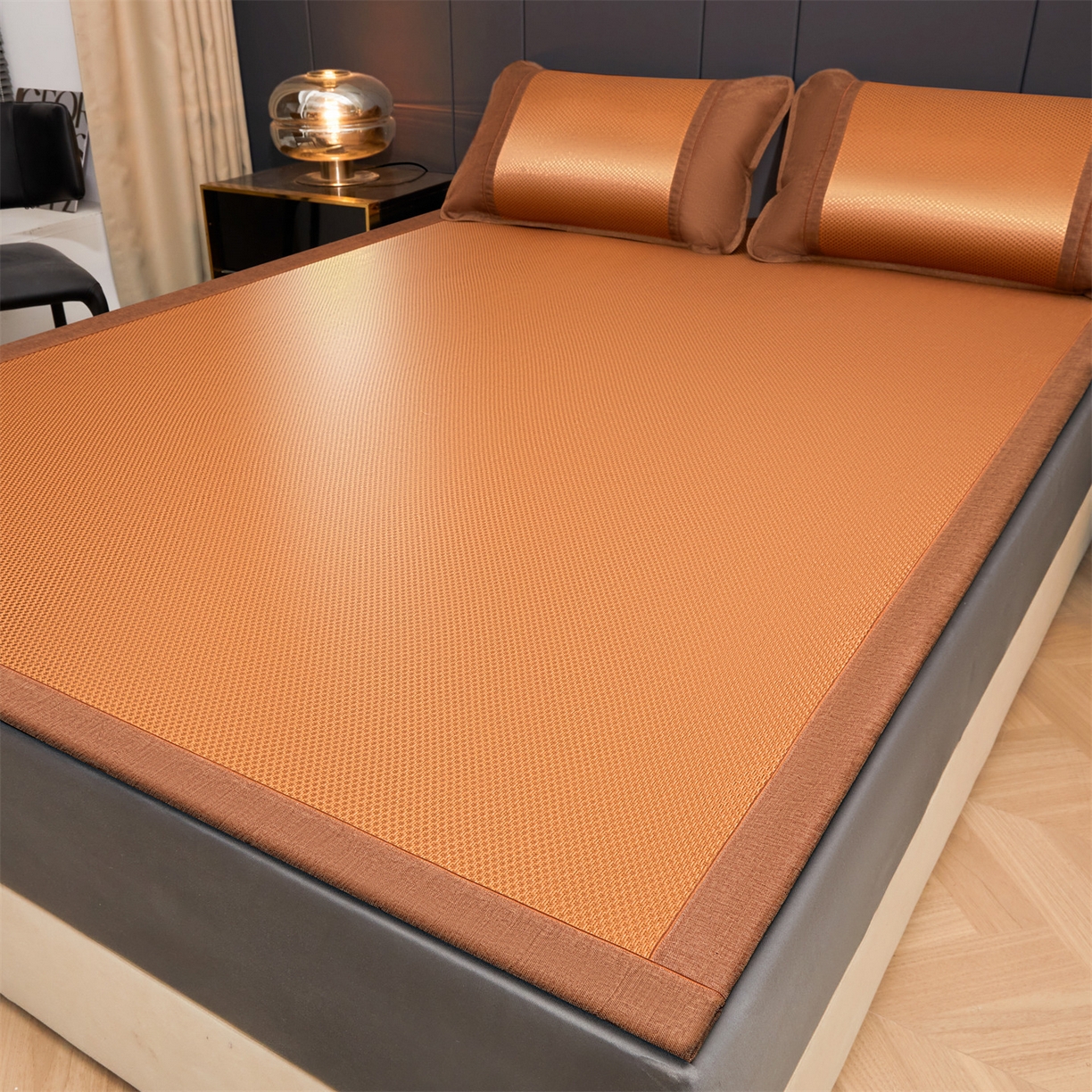 91家纺网 家纺一手货源 找家纺 （总）绒艺席业 2026新款A类双面冰藤凉席四方包边无绣花款凉席-光板