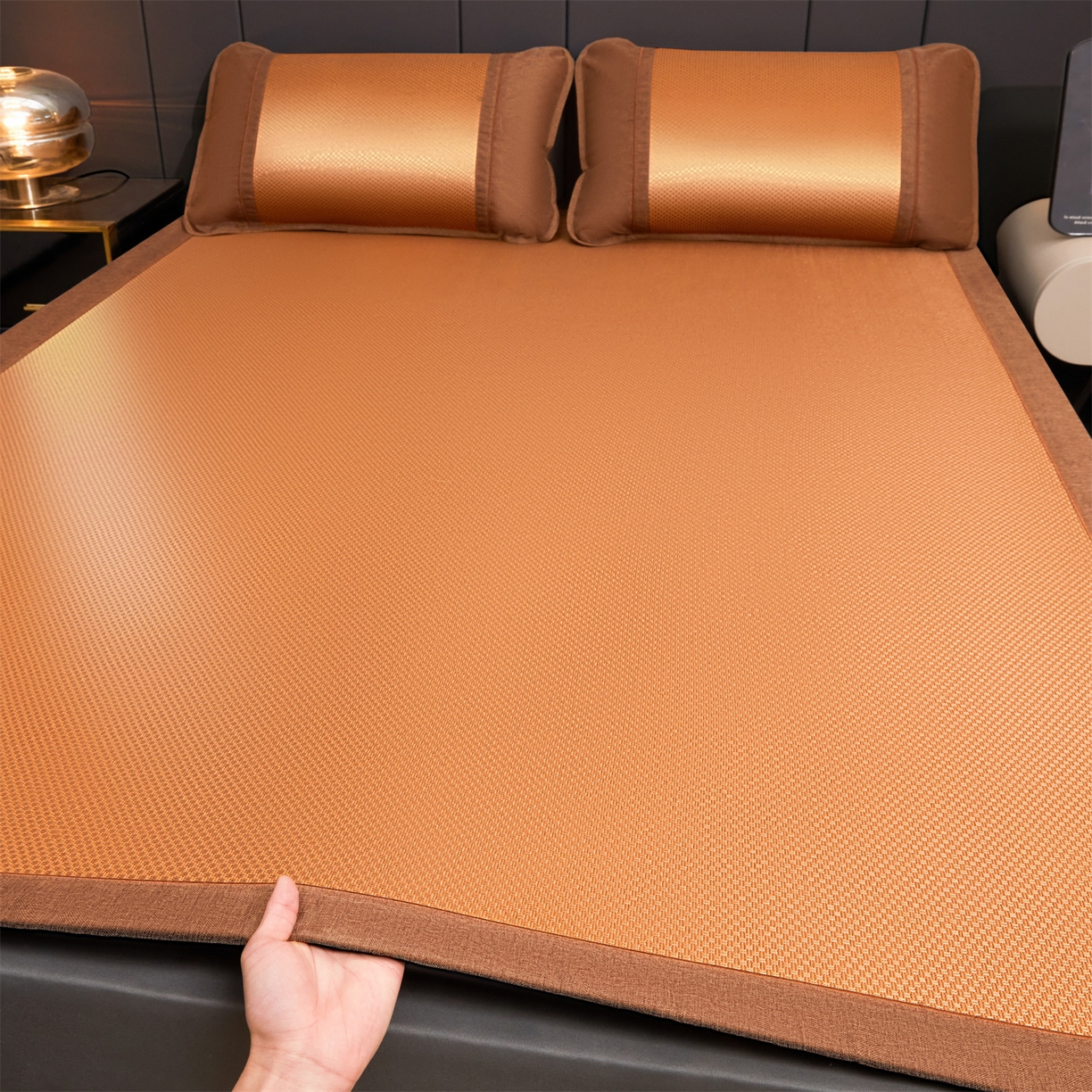 91家纺网 家纺一手货源 找家纺 （总）绒艺席业 2026新款A类双面冰藤凉席四方包边无绣花款凉席-光板