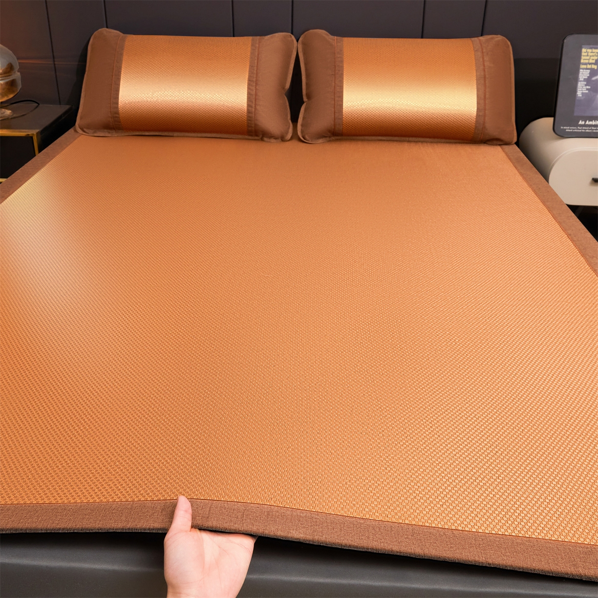 91家纺网 家纺一手货源 找家纺 （总）绒艺席业 2026新款A类双面冰藤凉席四方包边无绣花款凉席-光板