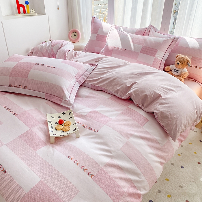 91家纺网 家纺一手货源 找家纺 眷恋家纺 2026新款全棉春夏铂金棉13376数码印花四件套 特洛伊-粉