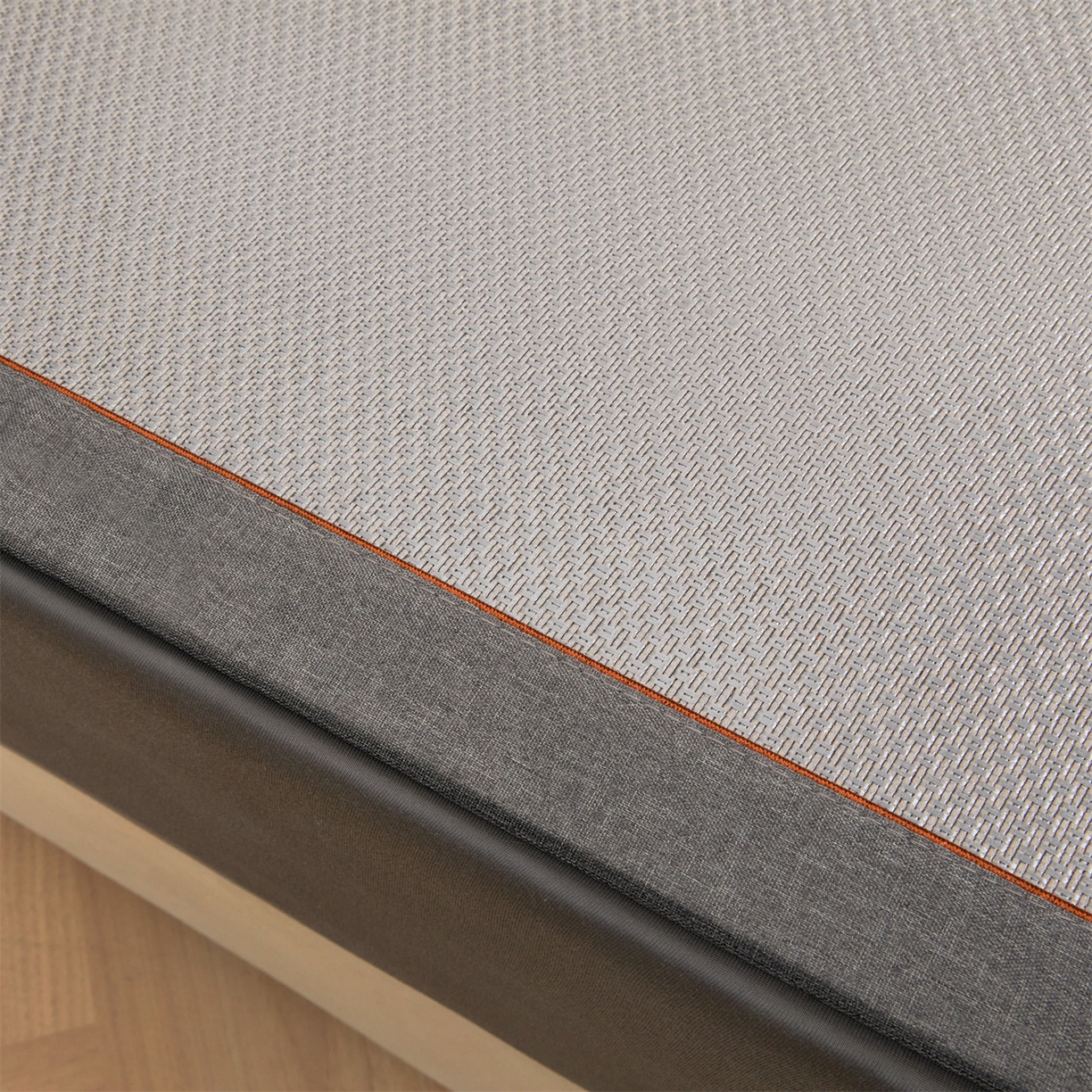 91家纺网 家纺一手货源 找家纺 绒艺席业 2026新款A类双面冰藤凉席四方包边无绣花款凉席-光板 冰藤光板灰