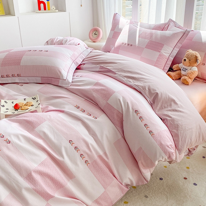 91家纺网 家纺一手货源 找家纺 眷恋家纺 2026新款全棉春夏铂金棉13376数码印花四件套 特洛伊-粉